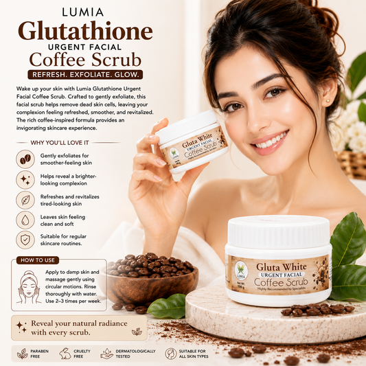 Lumia Glutathione Urgent Facial Coffee Scrub + Lumia Pure Rose Water