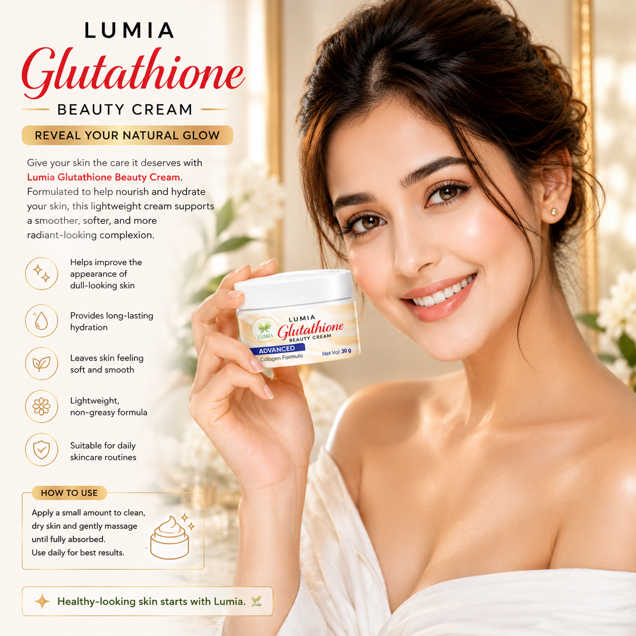 Lumia Glutathione Beauty Cream + Lumia Pure Rose Water