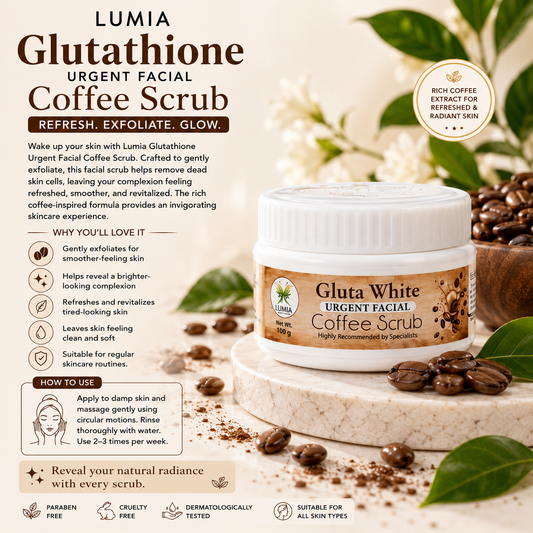 Lumia Glutathione Urgent Facial Coffee Scrub + Lumia Pure Rose Water