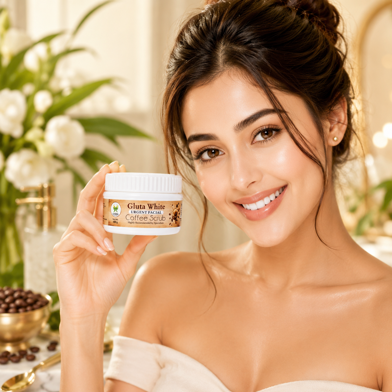 Lumia Glutathione Urgent Facial Coffee Scrub + Lumia Pure Rose Water